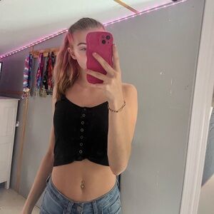 Black Button Up Tank Top